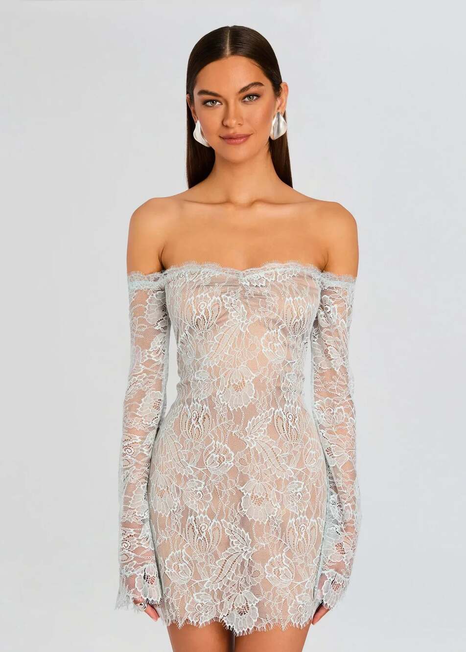 Retroféte Aino Lace Off-The-Shoulder Mini Dress